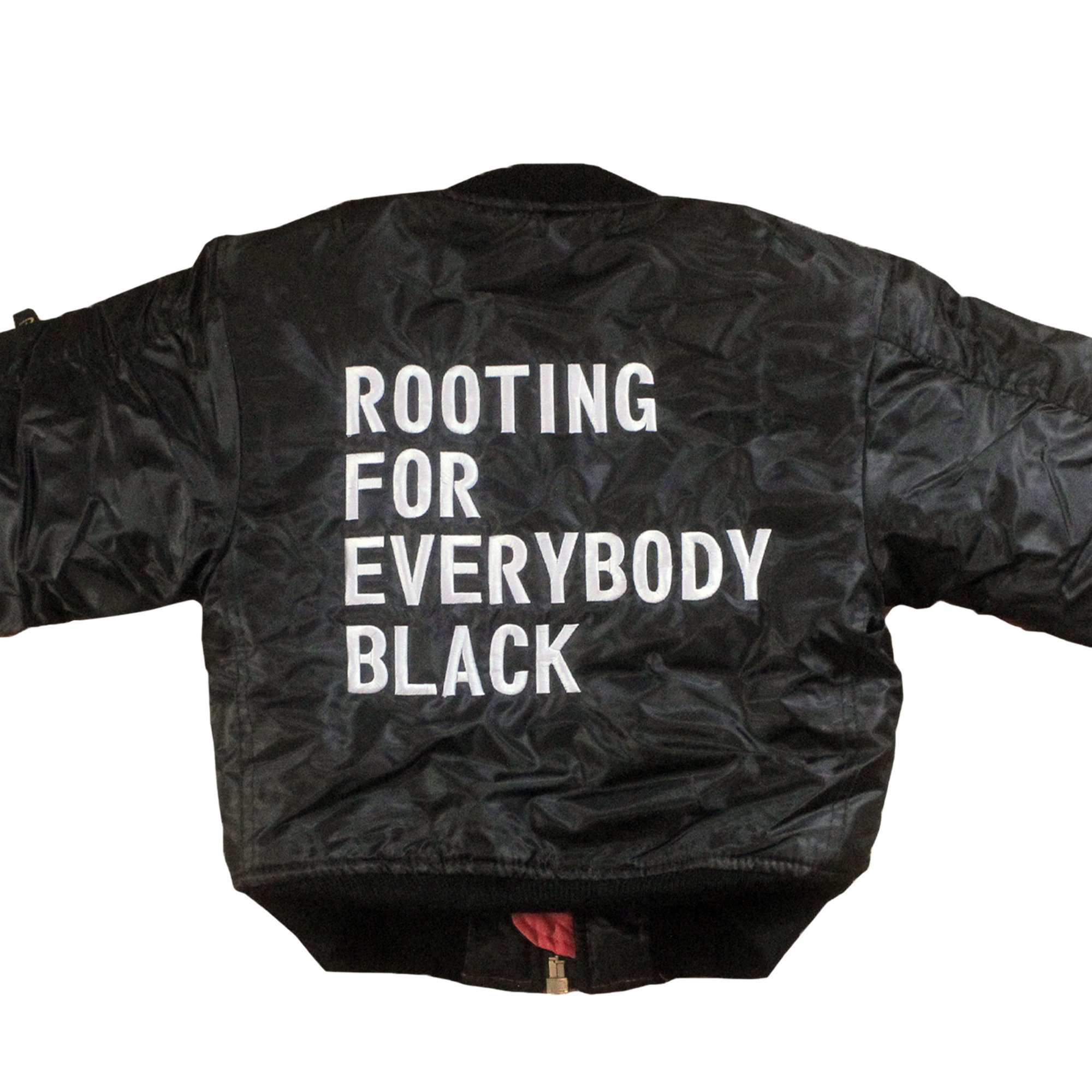Rooting For Everybody Black Unisex Kids Bomber Flight Jacket - The Carter Brand - Black By Popular Demand - Rooting For Everybody Black - Black Pride Apparel