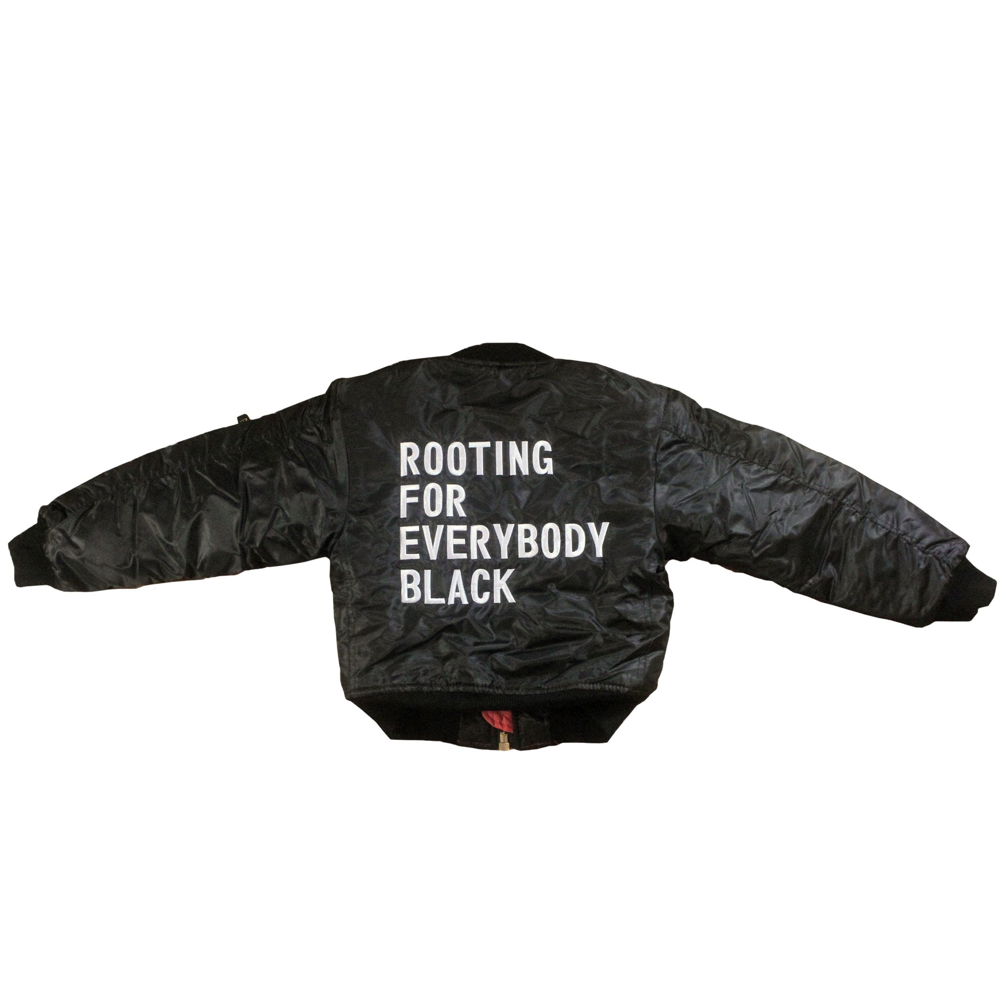Rooting For Everybody Black Unisex Kids Bomber Flight Jacket - The Carter Brand - Black By Popular Demand - Rooting For Everybody Black - Black Pride Apparel