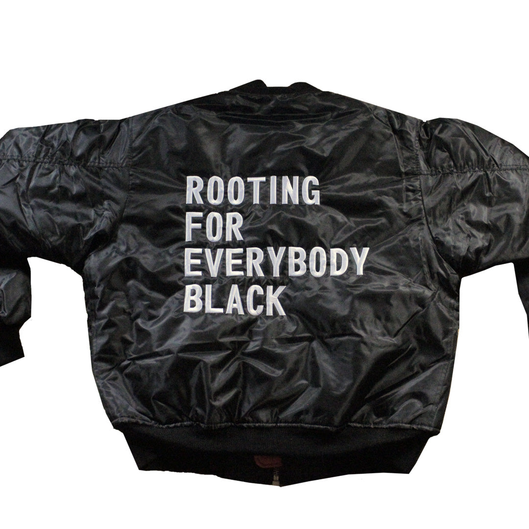 Rooting For Everybody Black Bomber Jacket - The Carter Brand - Black By Popular Demand - Rooting For Everybody Black - Black Pride Apparel
