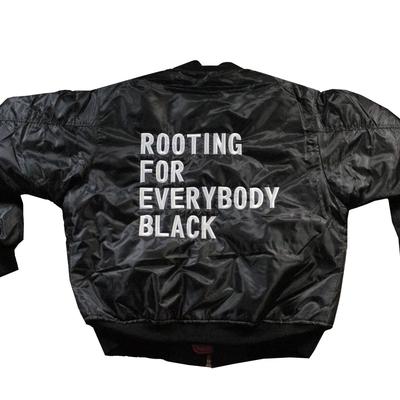 Rooting For Everybody Black Bomber Jacket - The Carter Brand - Black By Popular Demand - Rooting For Everybody Black - Black Pride Apparel