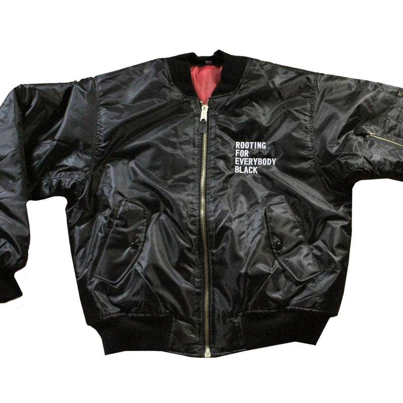 Rooting For Everybody Black Bomber Jacket - The Carter Brand - Black By Popular Demand - Rooting For Everybody Black - Black Pride Apparel