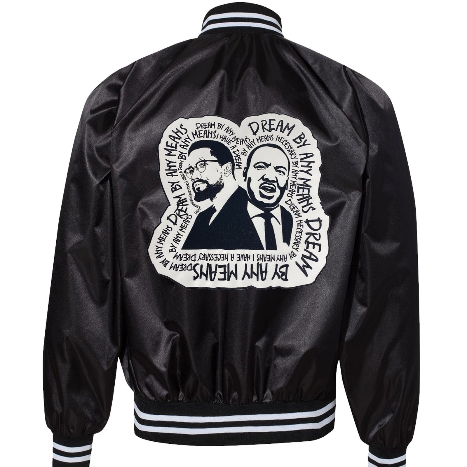 Dream By Any Means Satin Jacket - The Carter Brand - Black By Popular Demand - Rooting For Everybody Black - Black Pride Apparel