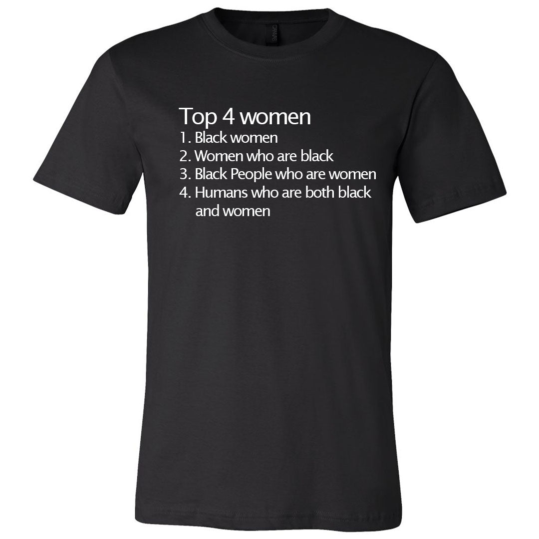 Top 4 Women Unisex T-shirt - The Carter Brand - Black By Popular Demand - Rooting For Everybody Black - Black Pride Apparel