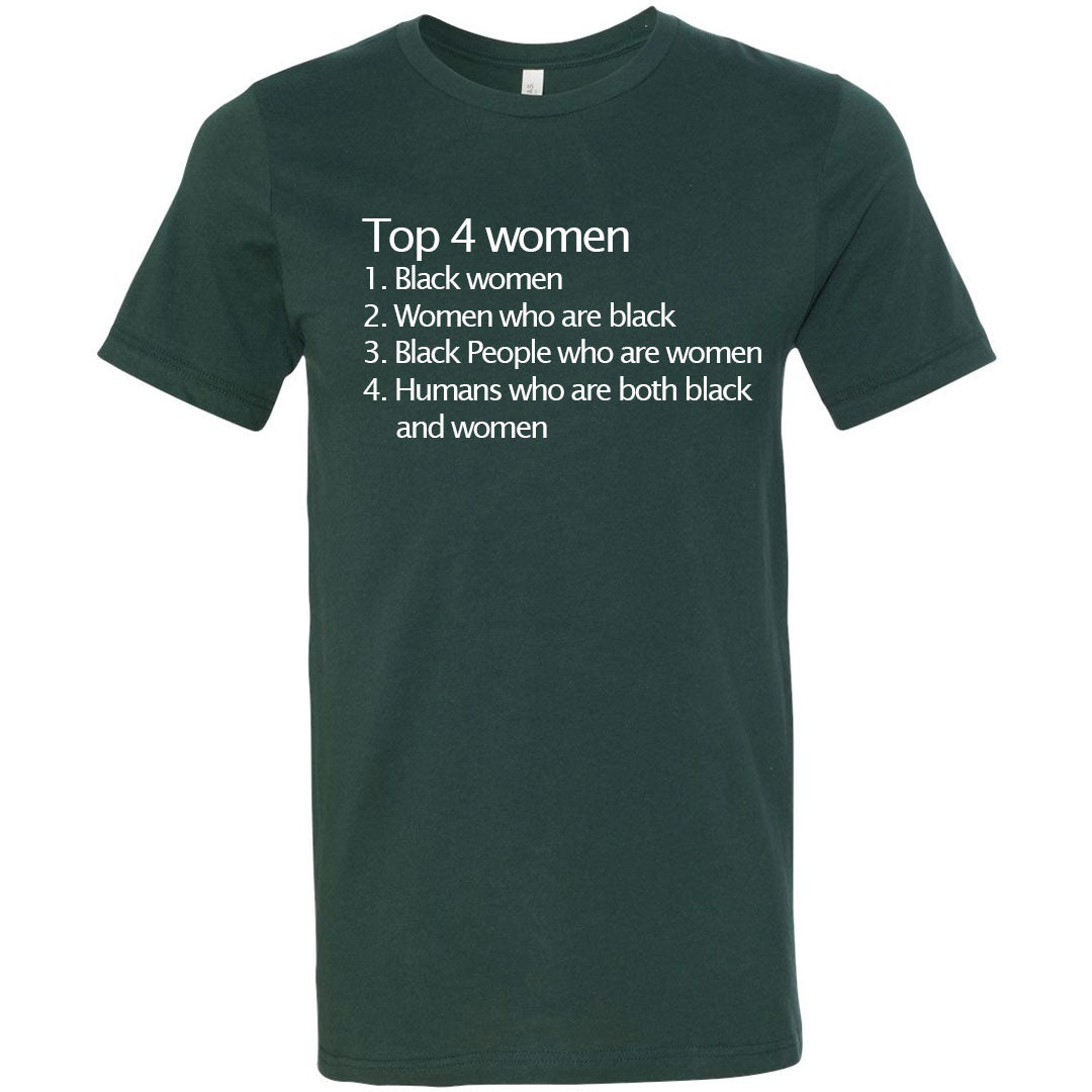 Top 4 Women Unisex T-shirt - The Carter Brand - Black By Popular Demand - Rooting For Everybody Black - Black Pride Apparel